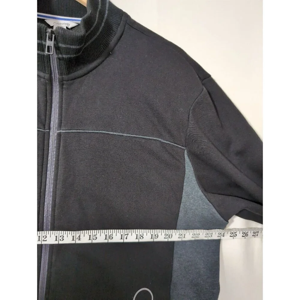 Calvin Klein Full Zip Jacket Mens XL Black Gray Fleece Lined Casual Everyday‎